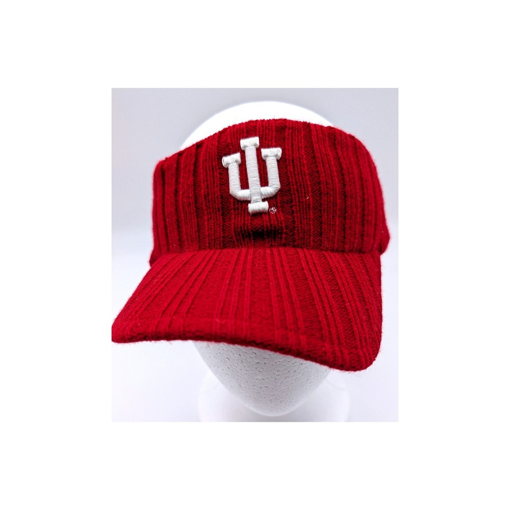 Starter Indiana University IU Hoosiers Knit Visor Hat Crimson Red Ribbed Logo